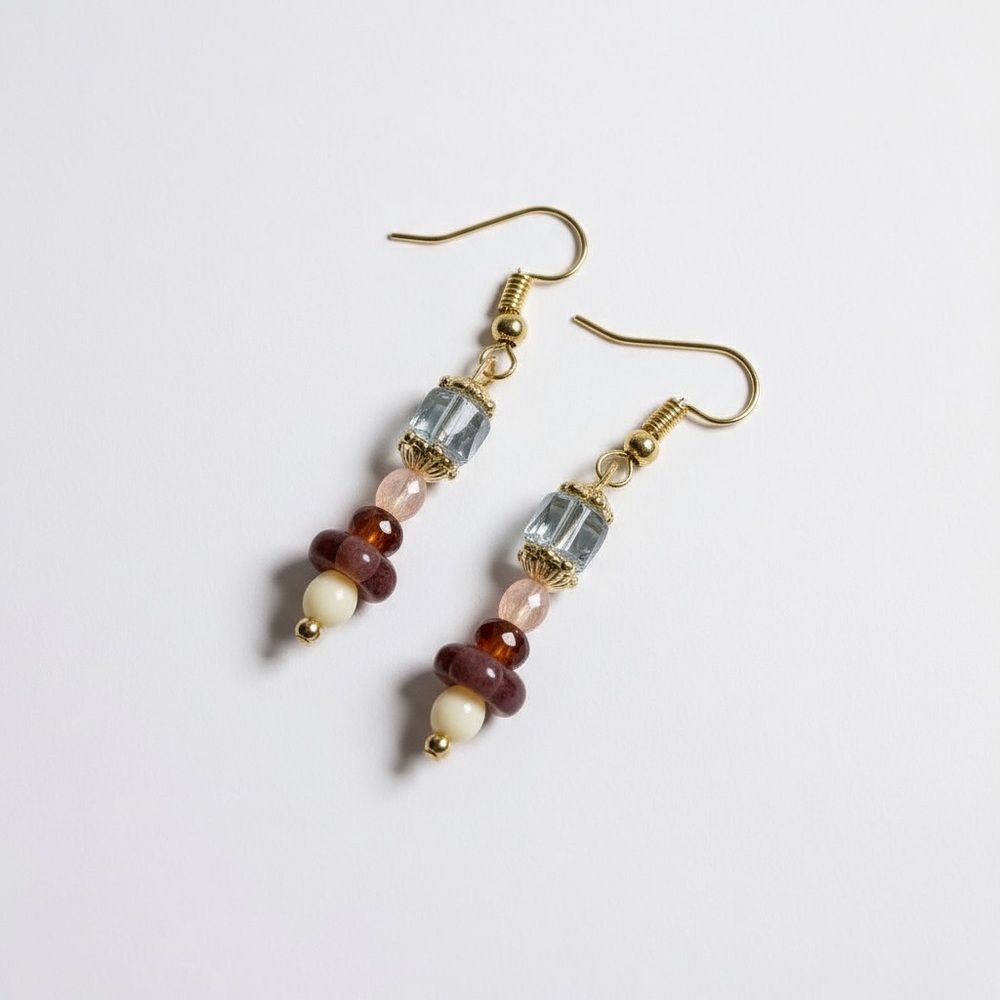 Handcrafted Czech Glass Dangle Earrings Drop Style Hypoallergenic